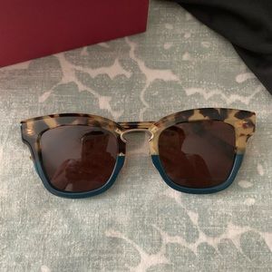 Salvatore Ferragamo Tortoise and Blue Sunglasses